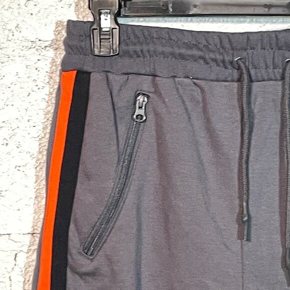 WICKED STITCH French Terry  Side striped mens short Grey, Orange Small - Picture 3 of 9